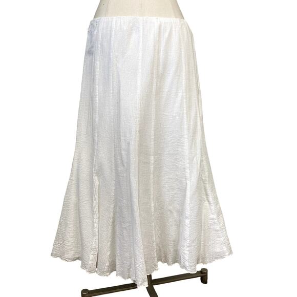 Y2K Dress Barn White Cotton Fairy Core Boho Whimsy Coquette Flare Fishtail Skirt - Picture 6 of 12